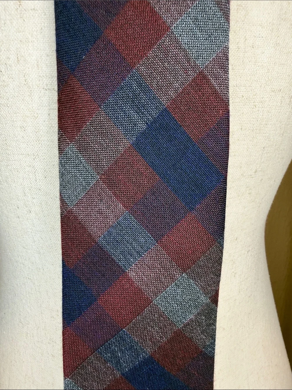 Chaps Tie Burgundy Navy Blue Gray Tartan Plaid Preppy Academic Dapper Menswear